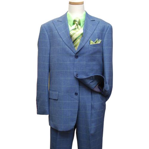 Earvin Magic Johnson Denim Blue With Lemon Lime Windowpanes Suit ZZ37969